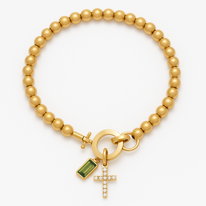 Birthstone Cross Charm Bracelet