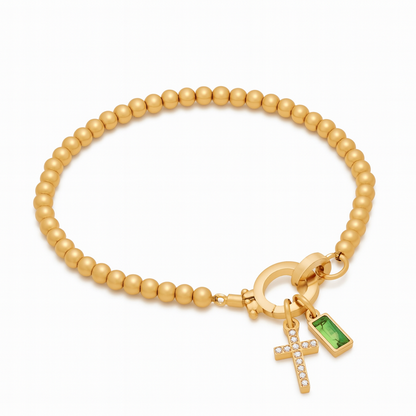 Birthstone Cross Charm Bracelet