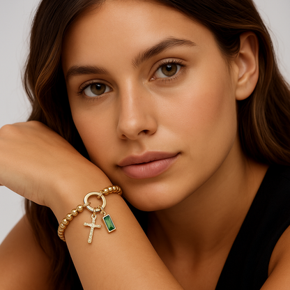 Birthstone Cross Charm Bracelet
