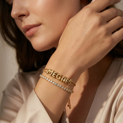 Polished Bubble Name Bracelet