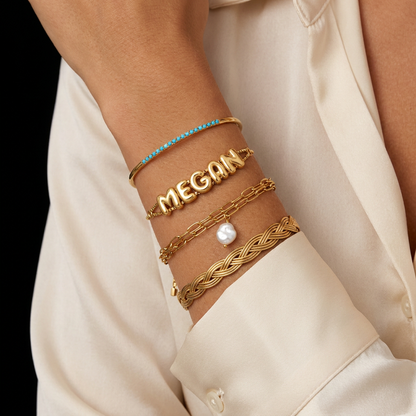 Polished Bubble Name Bracelet