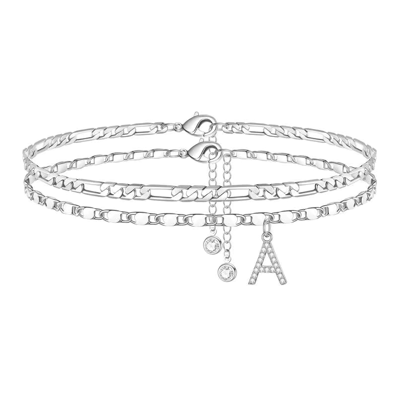 Adjustable Double Layered Initial Anklet