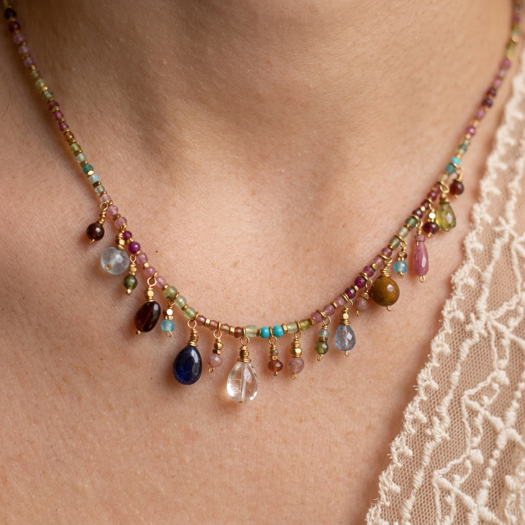 Bohemian Multi Gemstone Necklace
