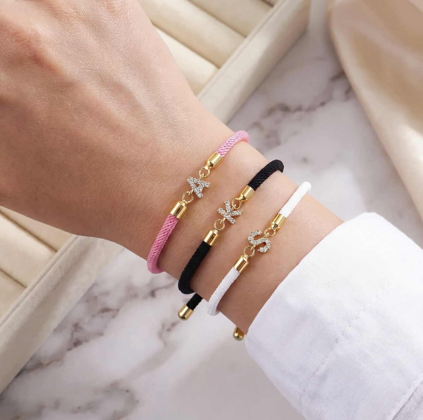 Adjustable Letter Initial Bracelet