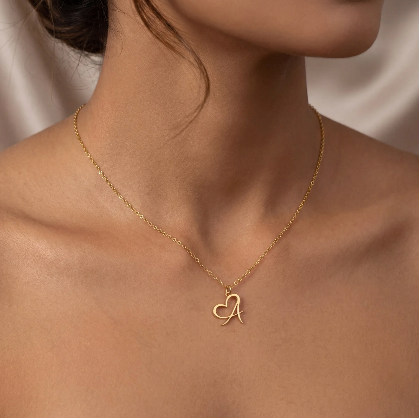 Dainty Heart Letter Initial Necklace