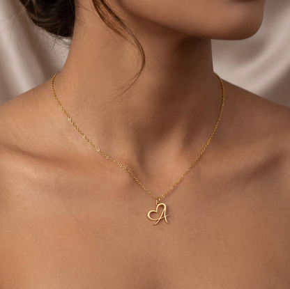 Dainty Heart Letter Initial Necklace