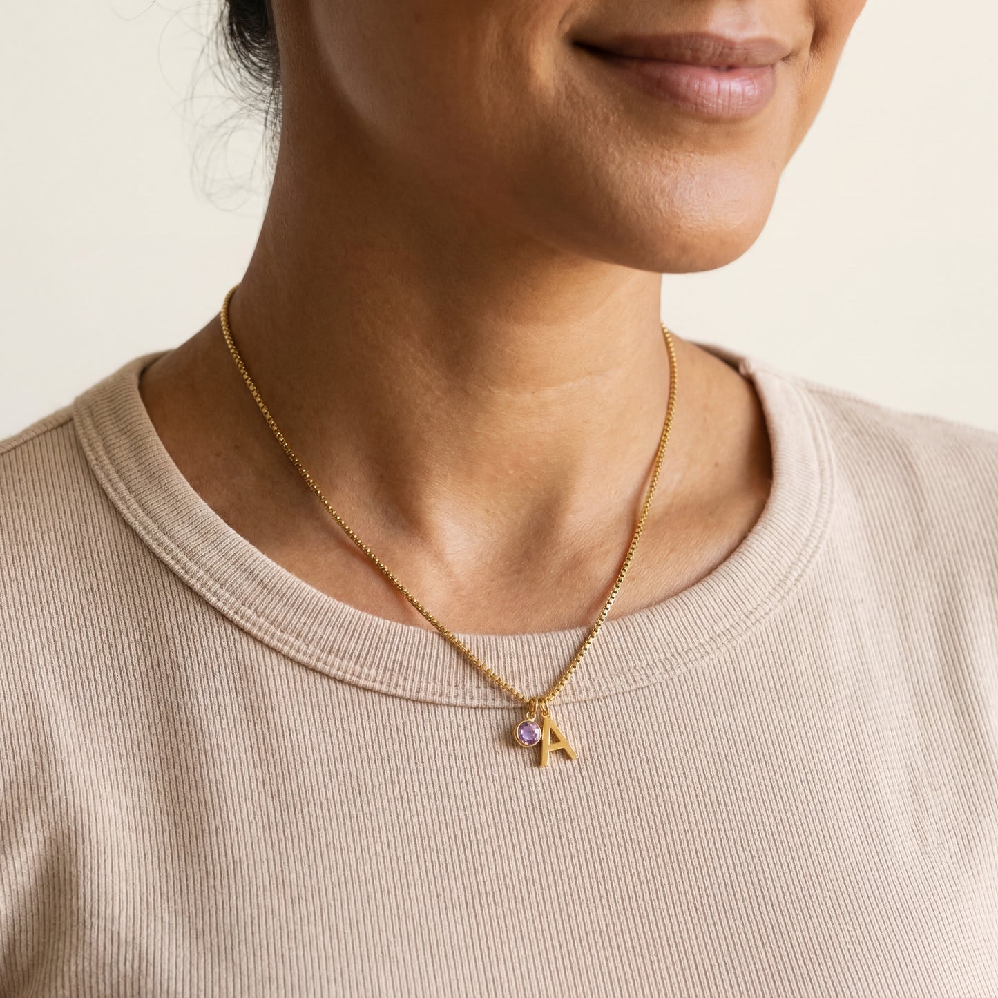 Birthstone Initial Necklace