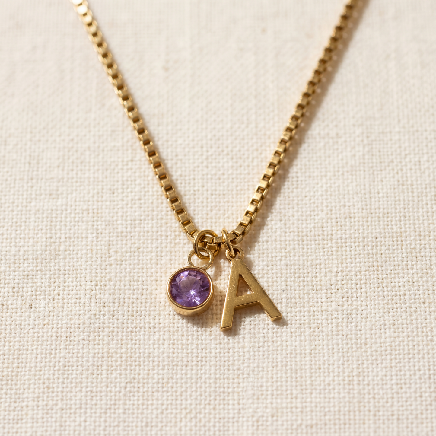 Birthstone Initial Necklace