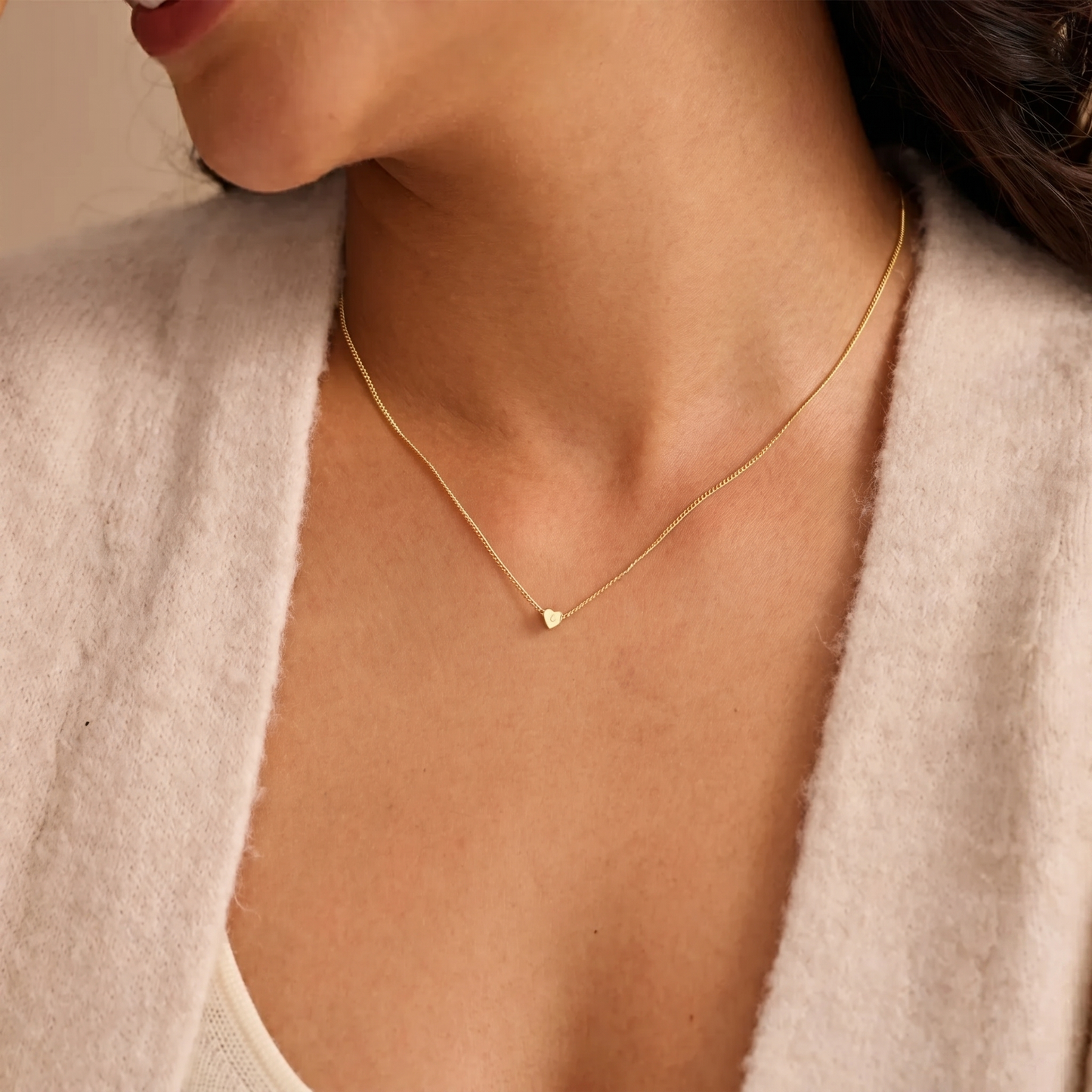 Initial Heart Charm Necklace