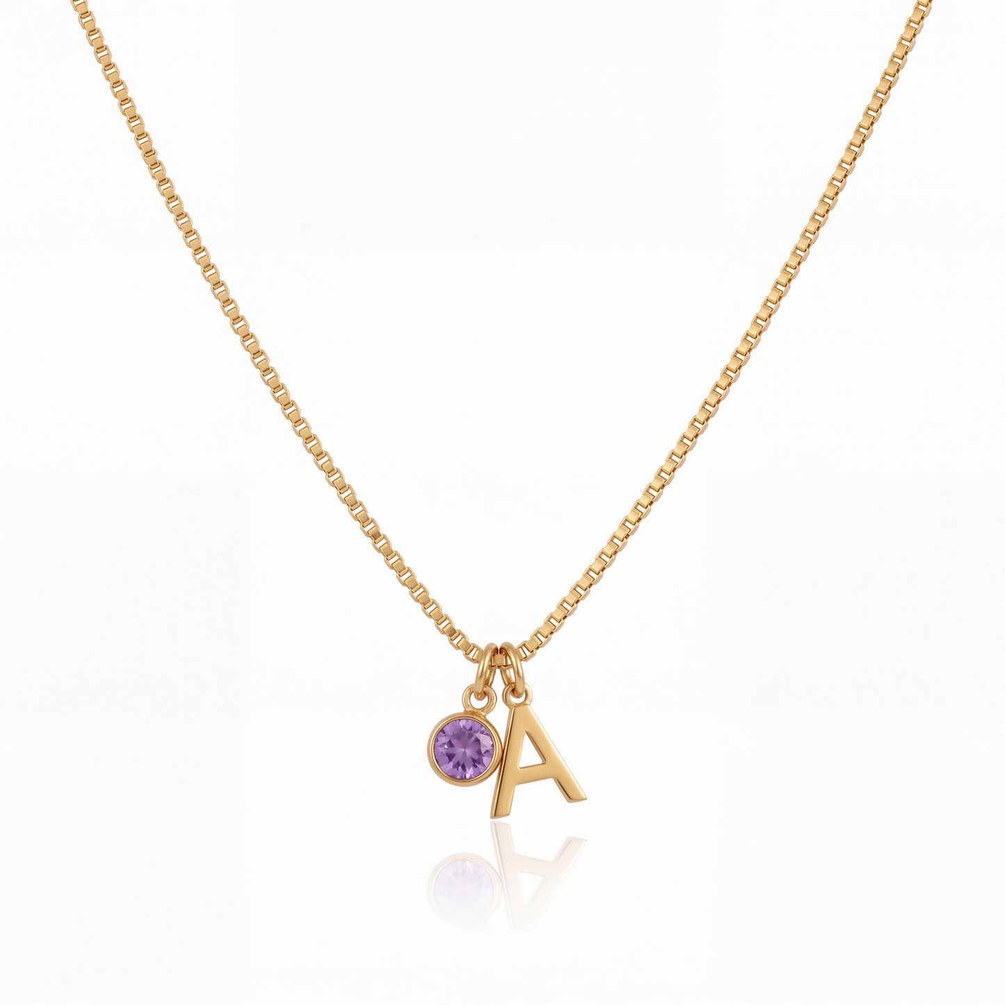 Birthstone Initial Necklace