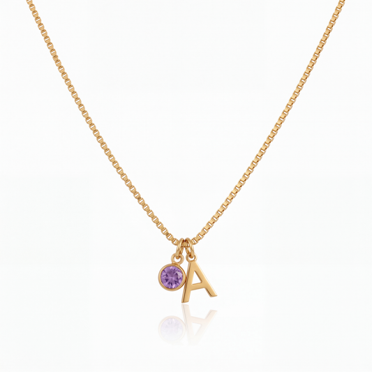 Birthstone Initial Necklace