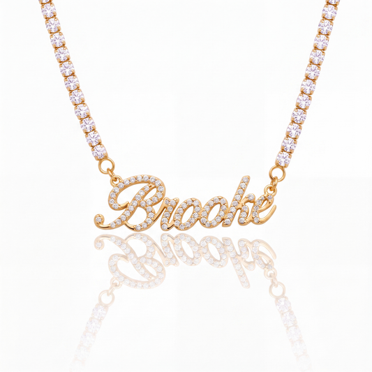 Pave Script Name Necklace