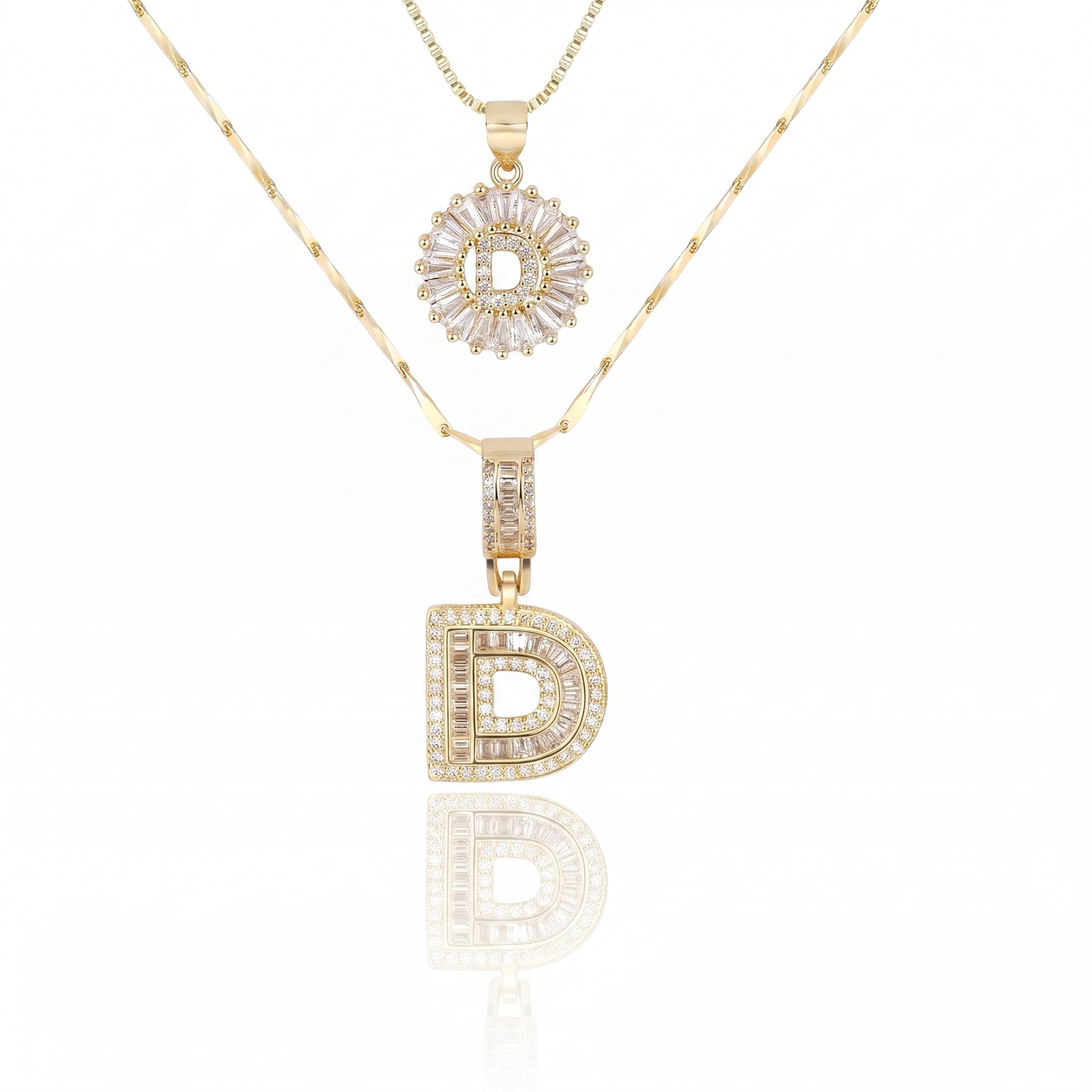 Double Initial Necklace Set