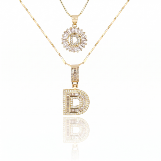 Double Initial Necklace Set