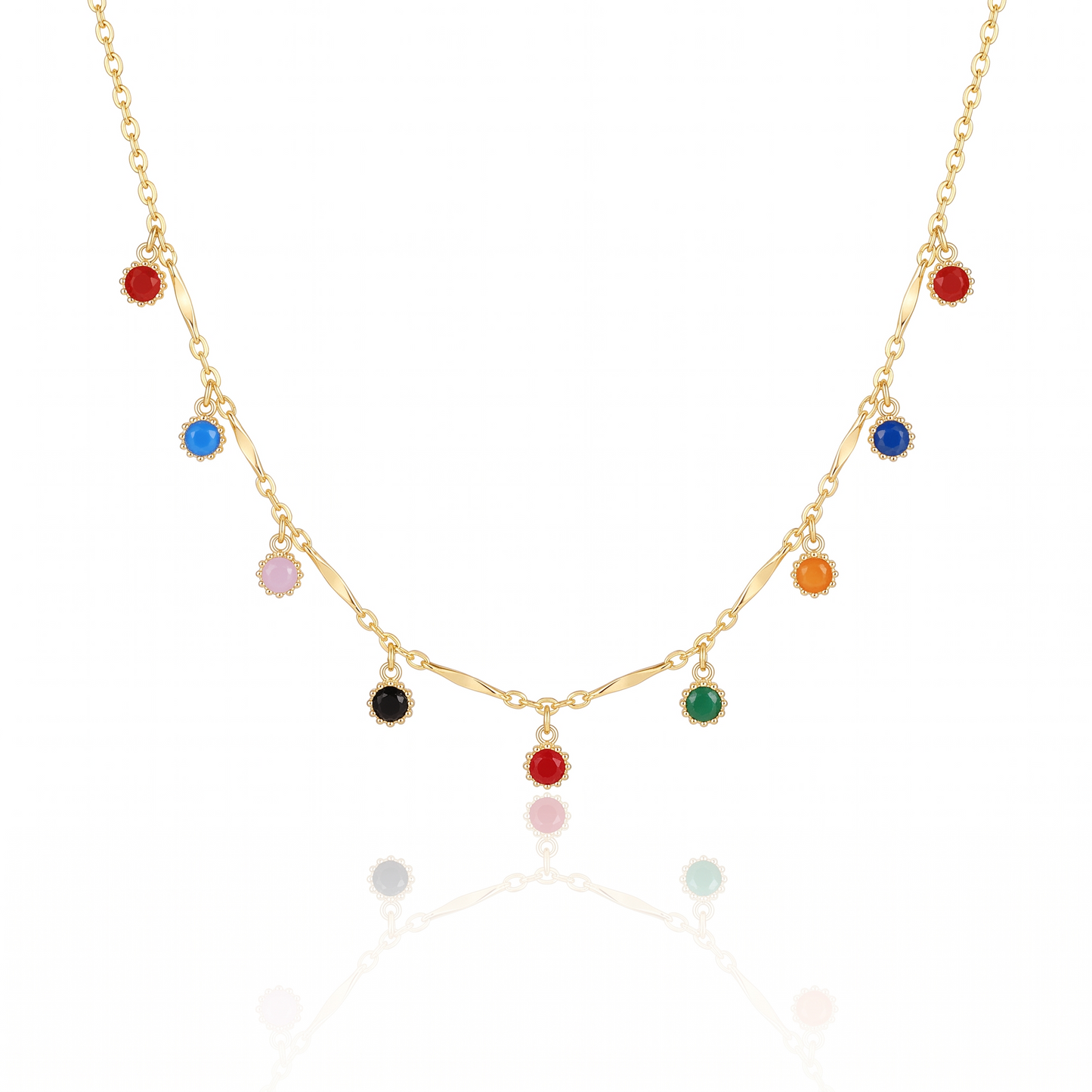 Rainbow Gemstone Drop Necklace