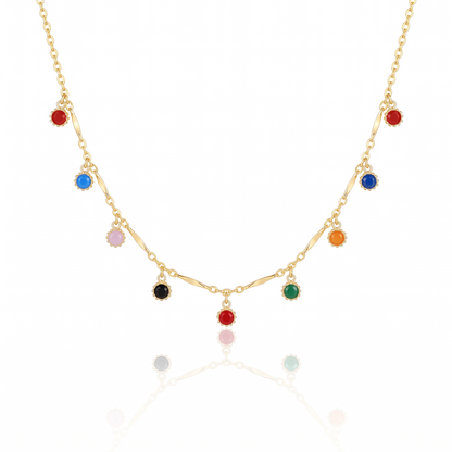 Rainbow Gemstone Drop Necklace