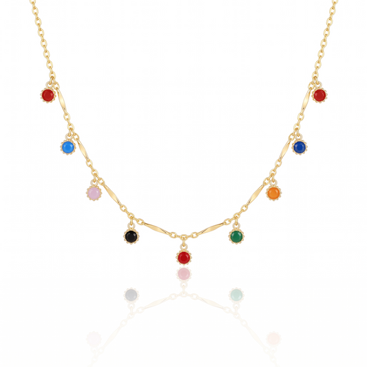 Rainbow Gemstone Drop Necklace