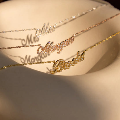 Pave Script Name Necklace