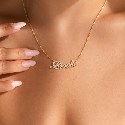 Pave Script Name Necklace