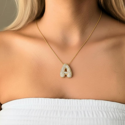 Pavé Bubble Initial Necklace