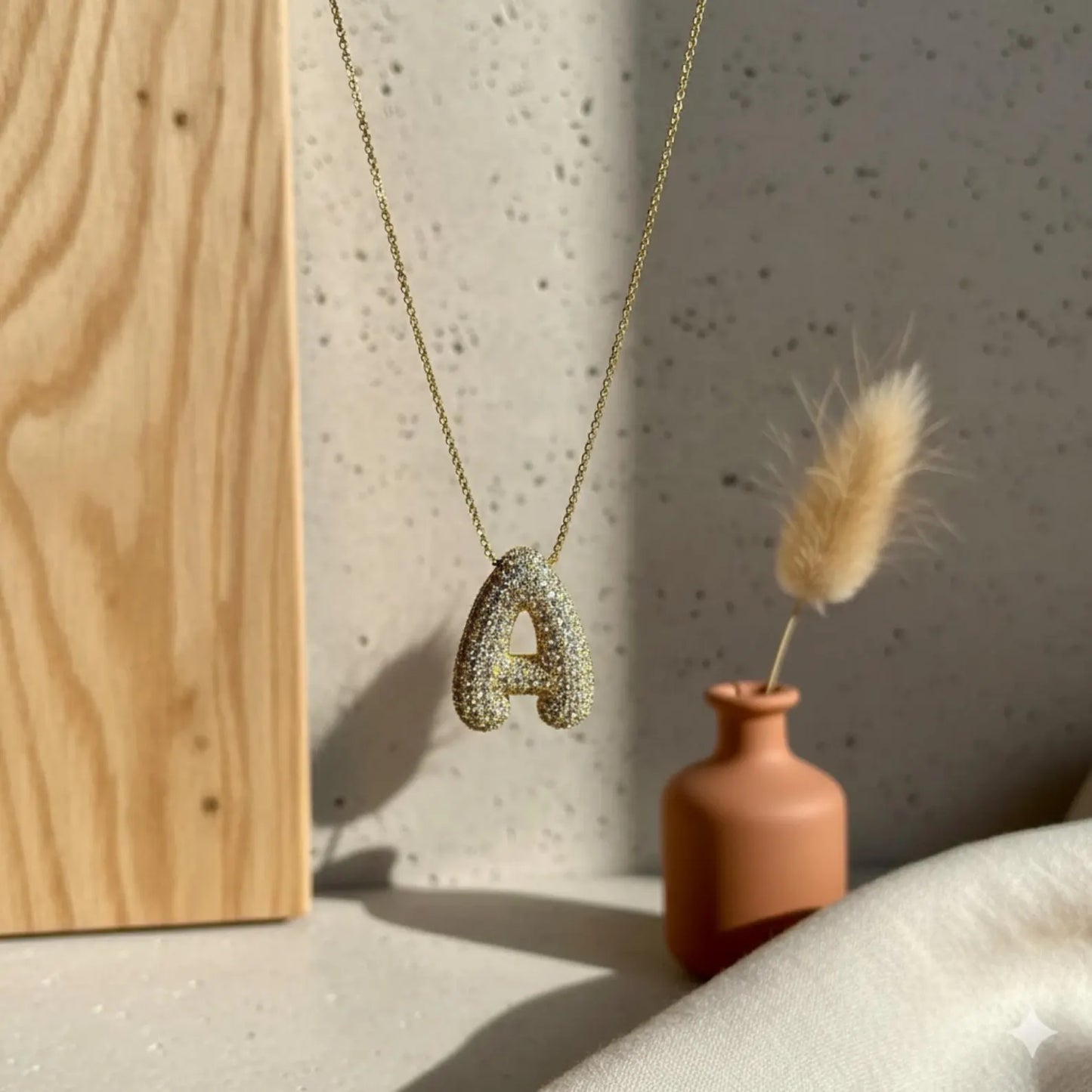 Pavé Bubble Initial Necklace