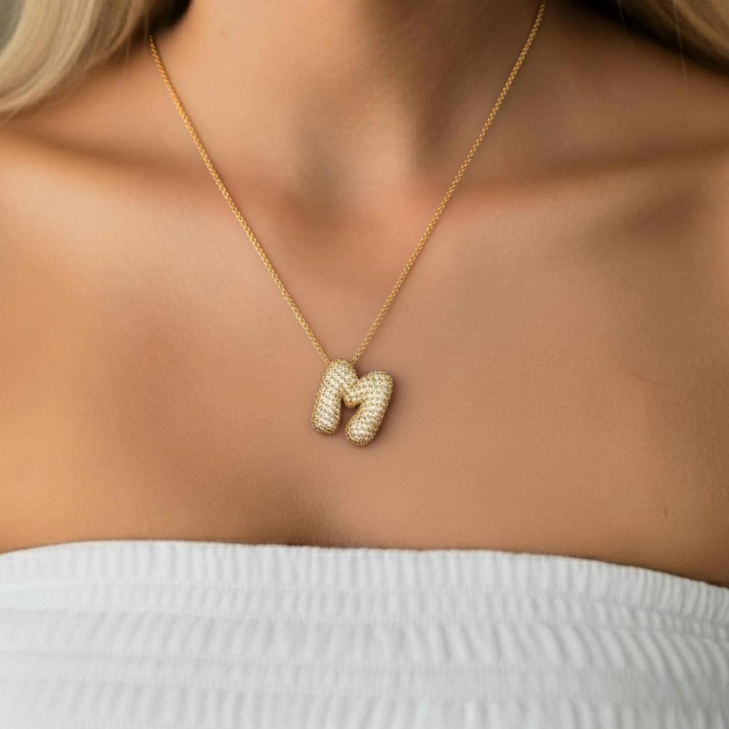 Pavé Bubble Initial Necklace