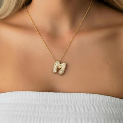 Pavé Bubble Initial Necklace