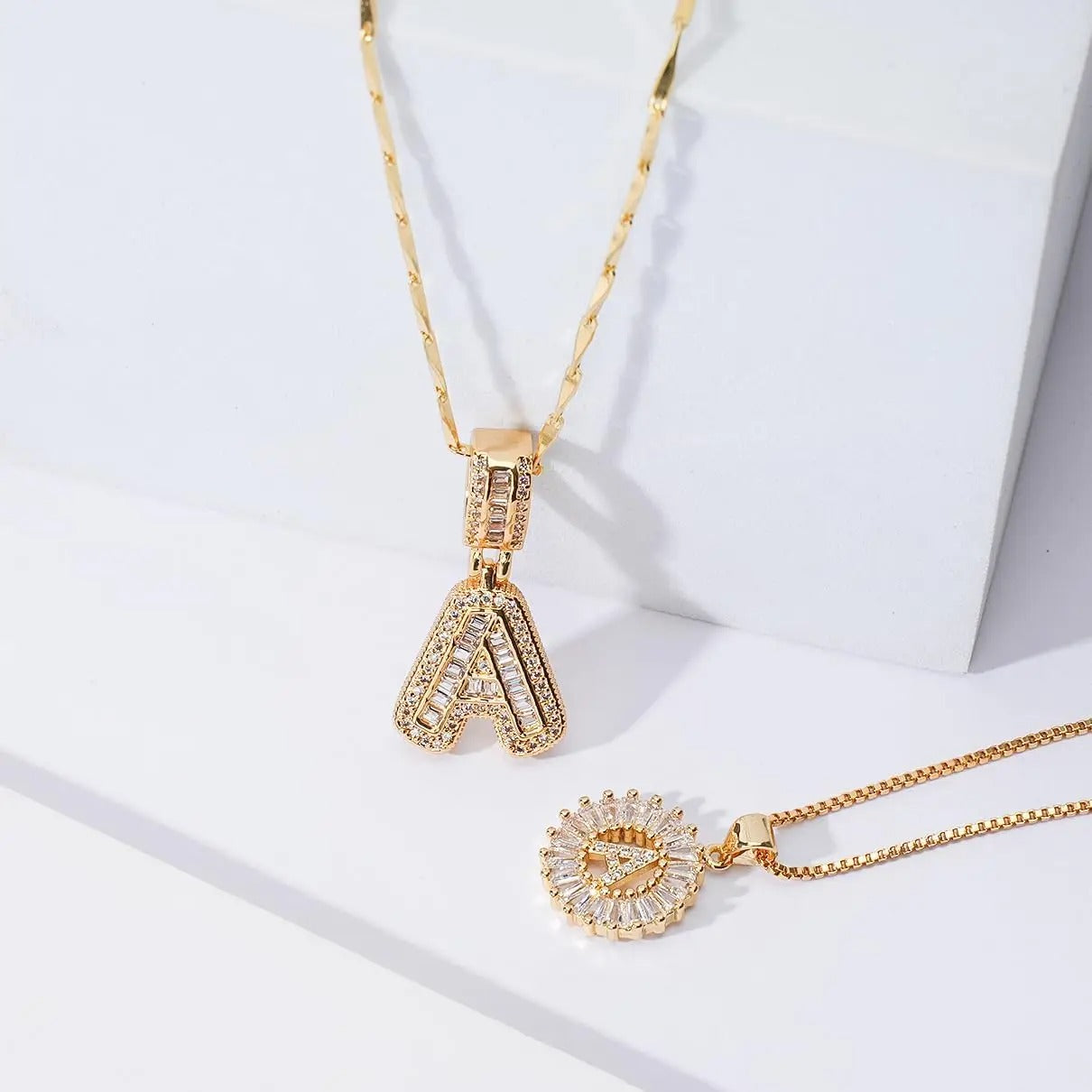Double Initial Pendant Necklace