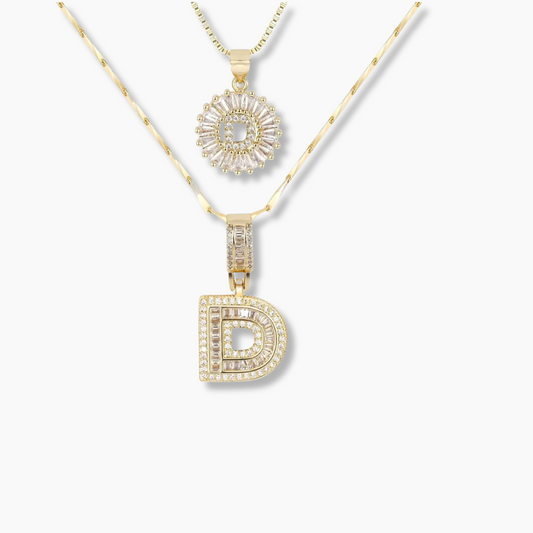 Double Initial Pendant Necklace